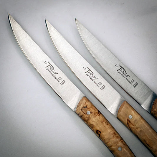 Dwarf birch wood table knife - Le Thiers Double Platine Collection