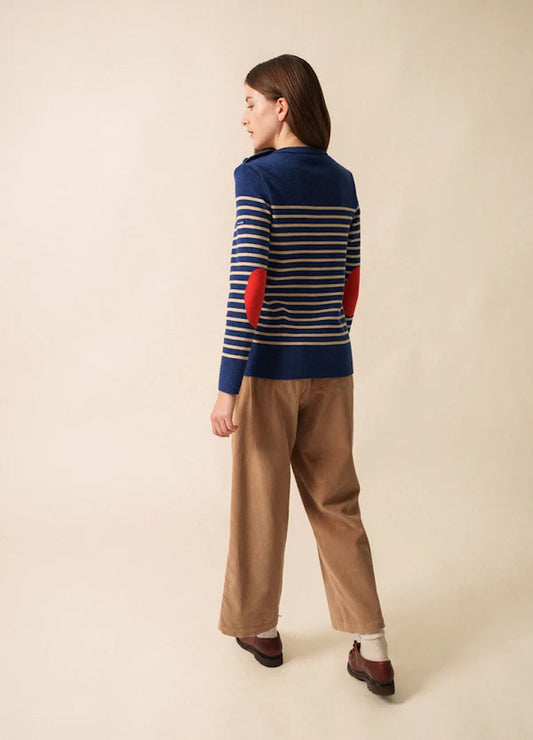 Saint James Striped sailor jumper with stripped elbow patches - Brégançon