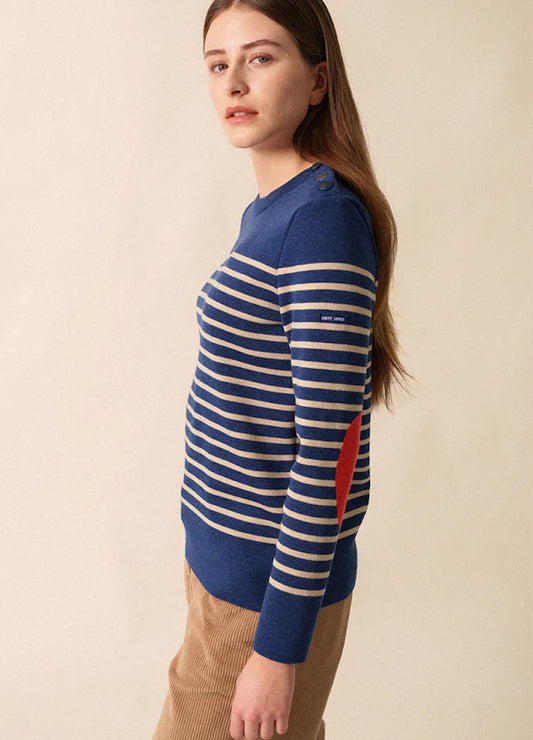 Saint James Striped sailor jumper with stripped elbow patches - Brégançon
