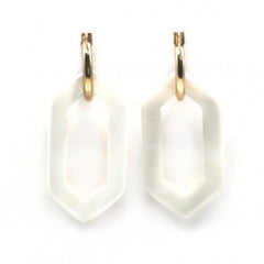 Gold plated hoop earrings - Elongated hexagonal rings in light horn