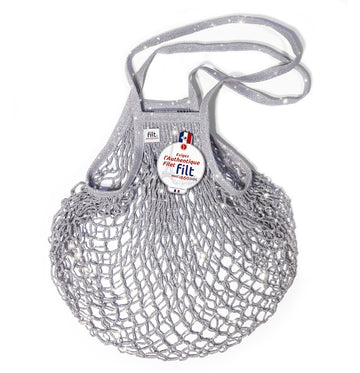 Filt 1860 - Sequined net shopping bag with large handle - Silver