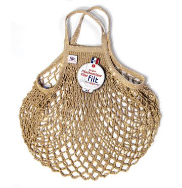 Filt 1860 - Sequined net shopping bag with small handle - Gold