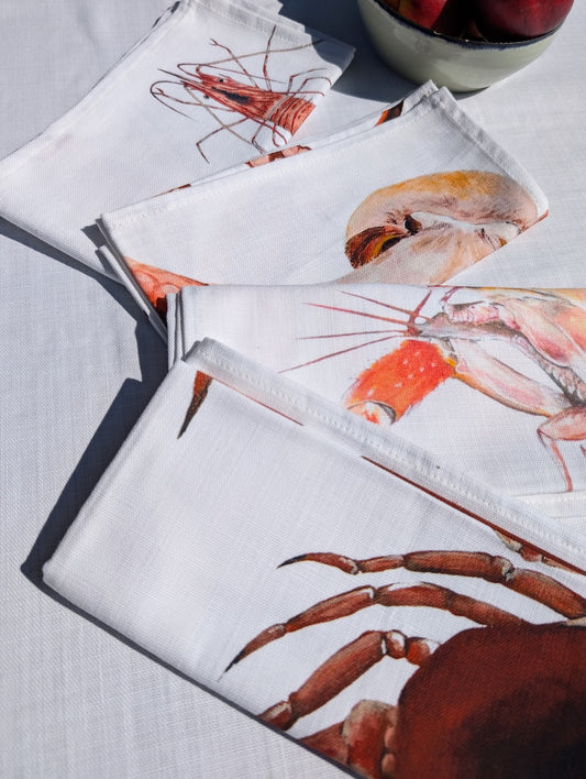Set of 4 Napkins - Red tide design