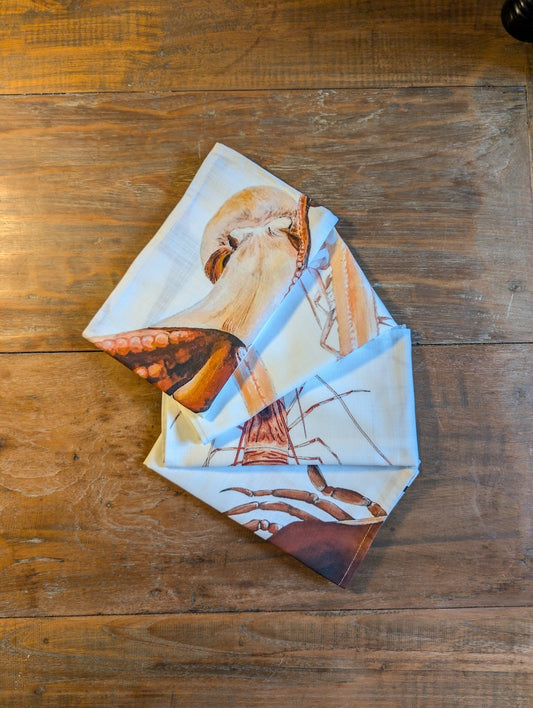 Set of 4 Napkins - Red tide design
