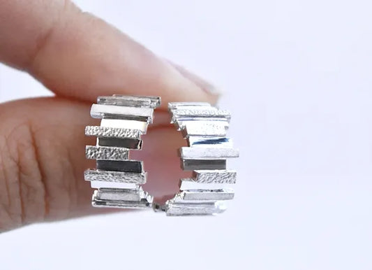 Small Hoop Earrings New York - Rhodium-plated silver