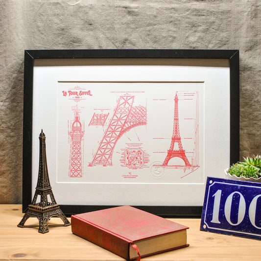 Fine Art Print - Plan original de la Tour Eiffel, détails