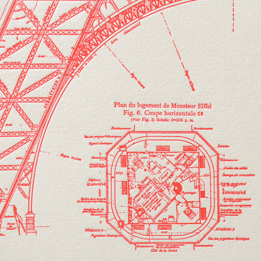 Fine Art Print - Plan original de la Tour Eiffel, détails