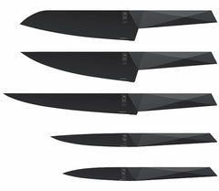 Stealth Block Black 5 Kitchen Knives (Paring, Steak, Santoku, Chef, Kitchen)